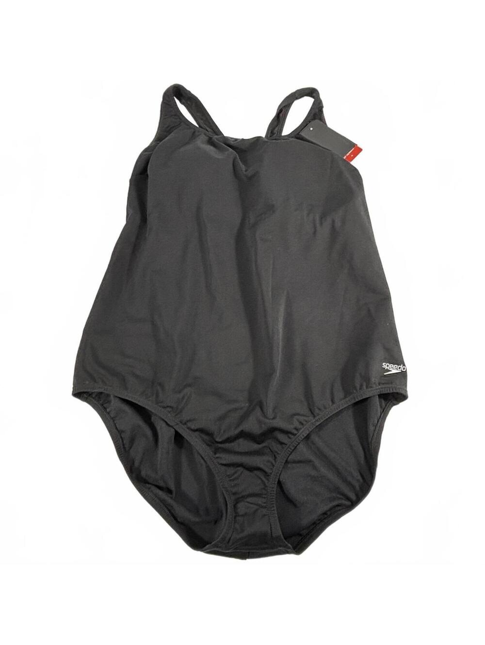 Speedo Women's Endurance Ultraback Solid Black Swimsuit Size 20 NWOT
